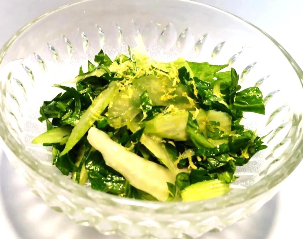 葉っぱ一杯セロリのサラダ　オイルコート法